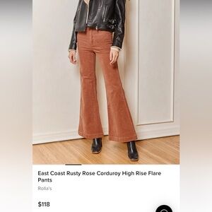 ROLLAS East Coast Rusty Rose Corduroy High Rise Flare
Pants